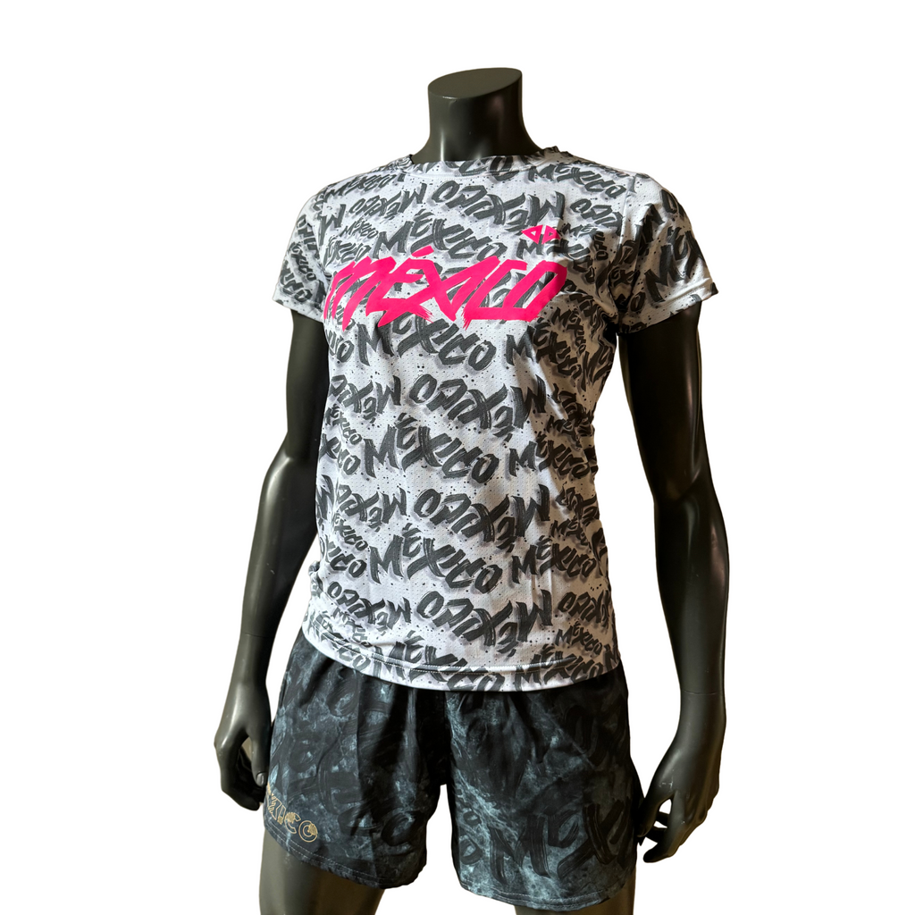 Playera Manga Corta México neón gray Dama