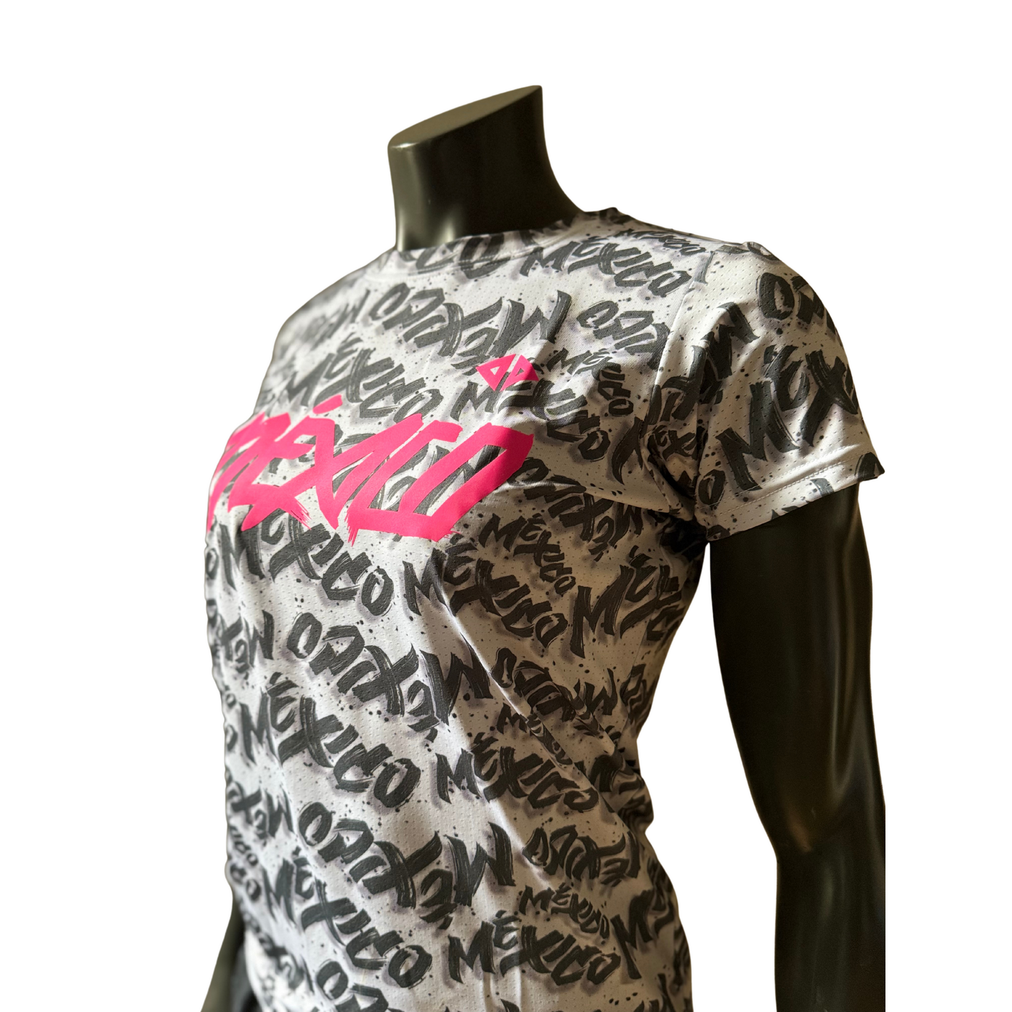 Playera Manga Corta México neón gray Dama