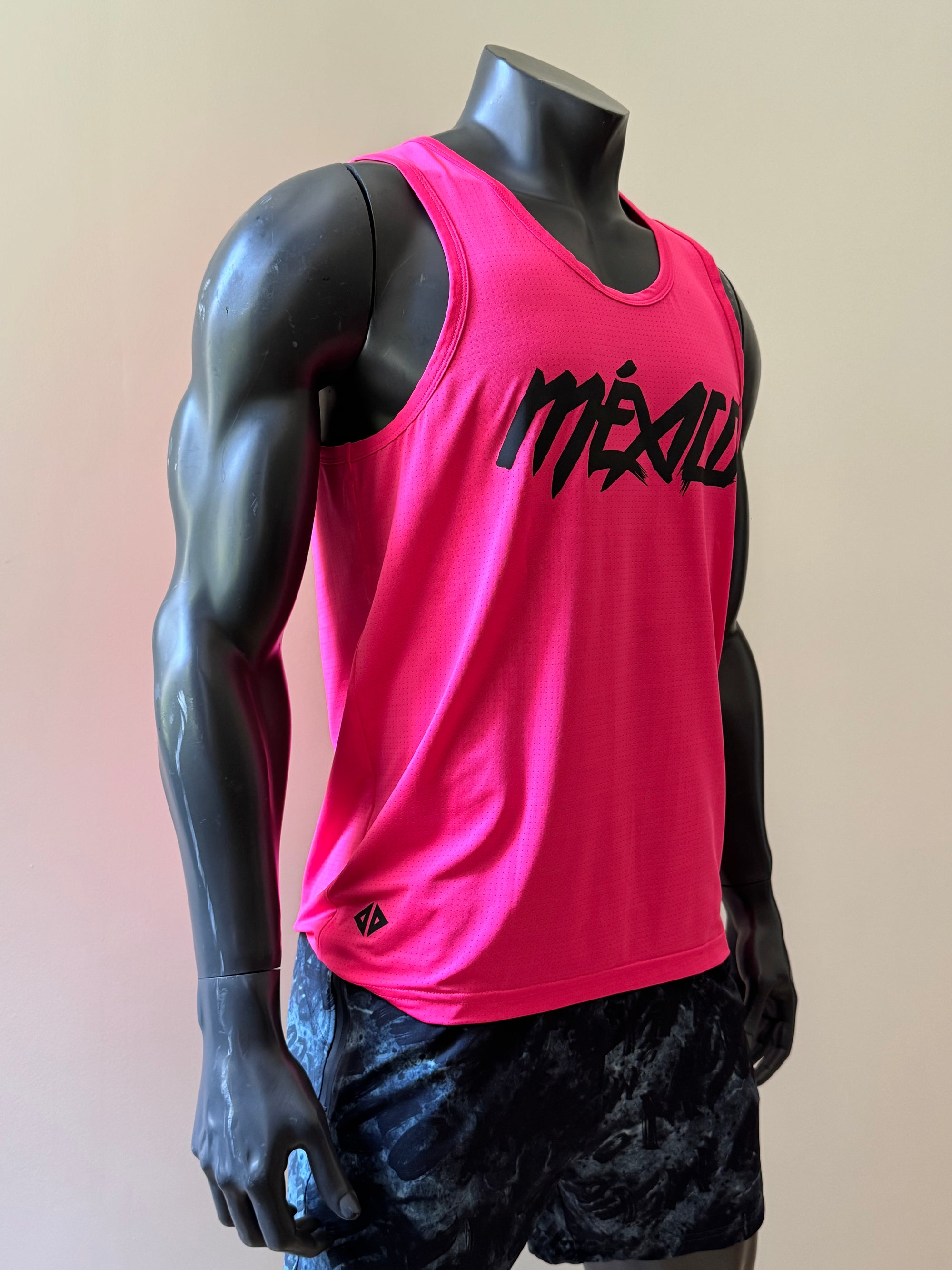 Camiseta México rosa neón caballero