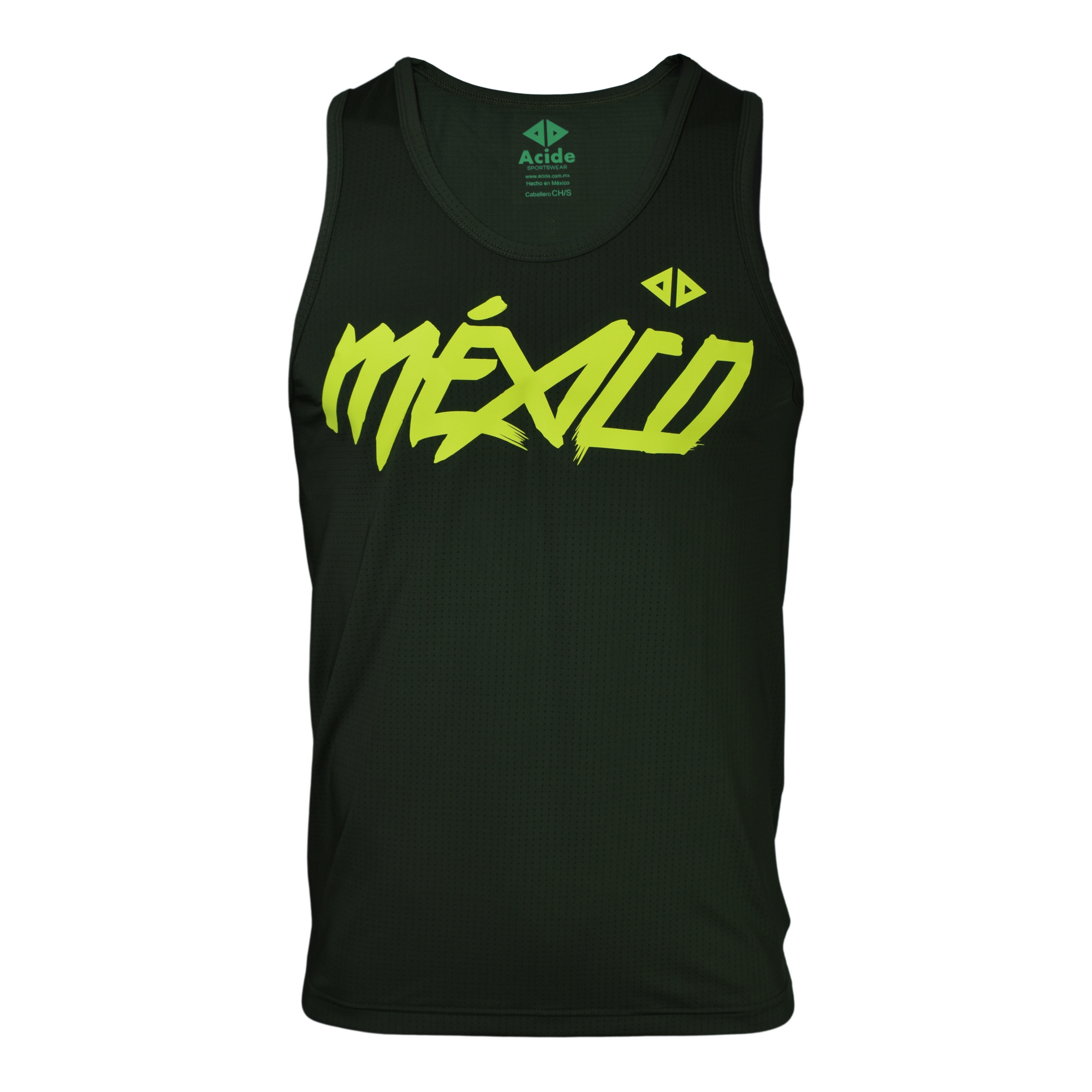Camiseta México verde con amarillo Caballero