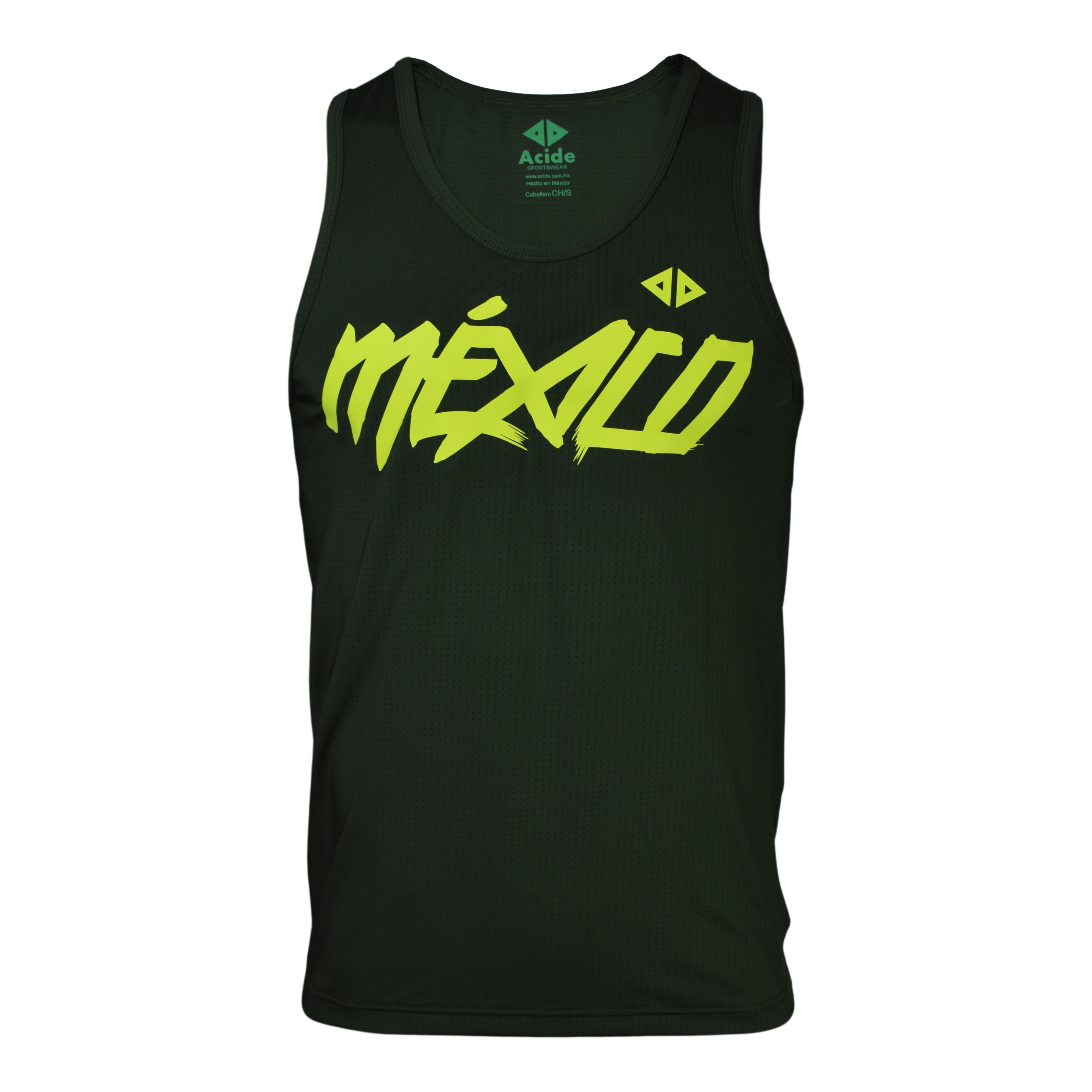 Camiseta México verde con amarillo Caballero