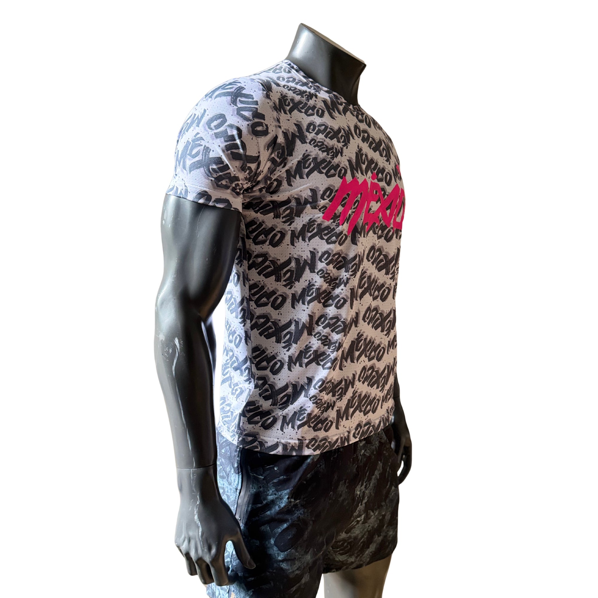 Playera Manga Corta México neón gray Caballero