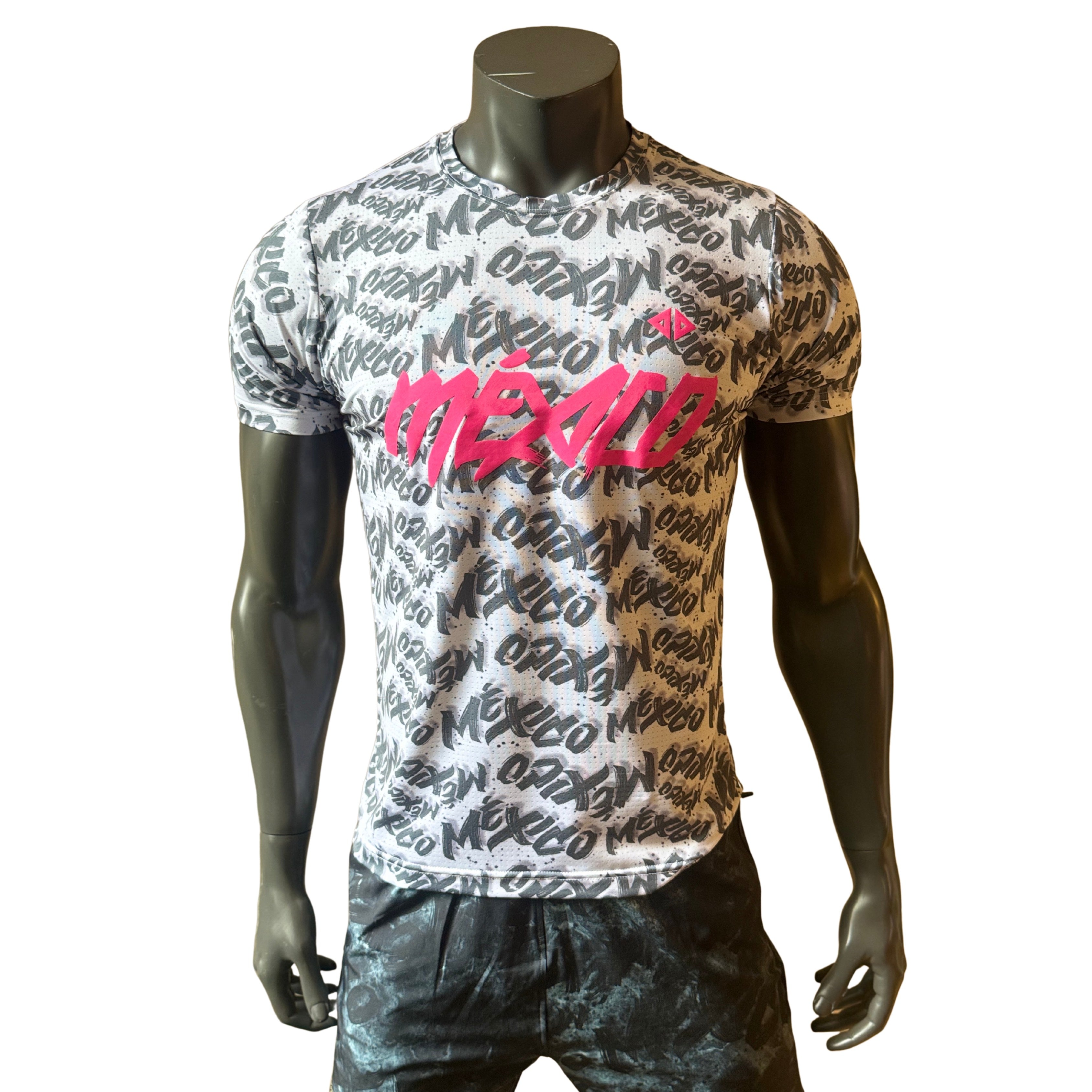 Playera Manga Corta México neón gray Caballero