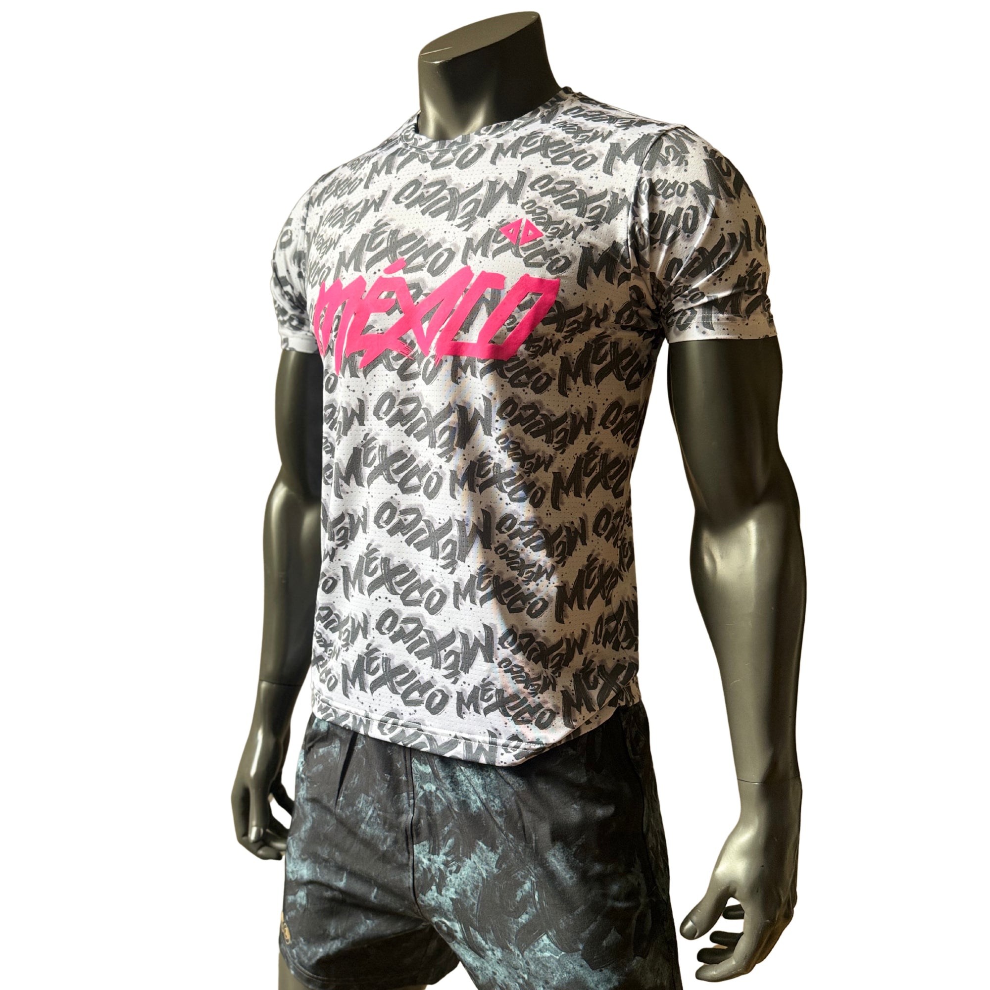Playera Manga Corta México neón gray Caballero