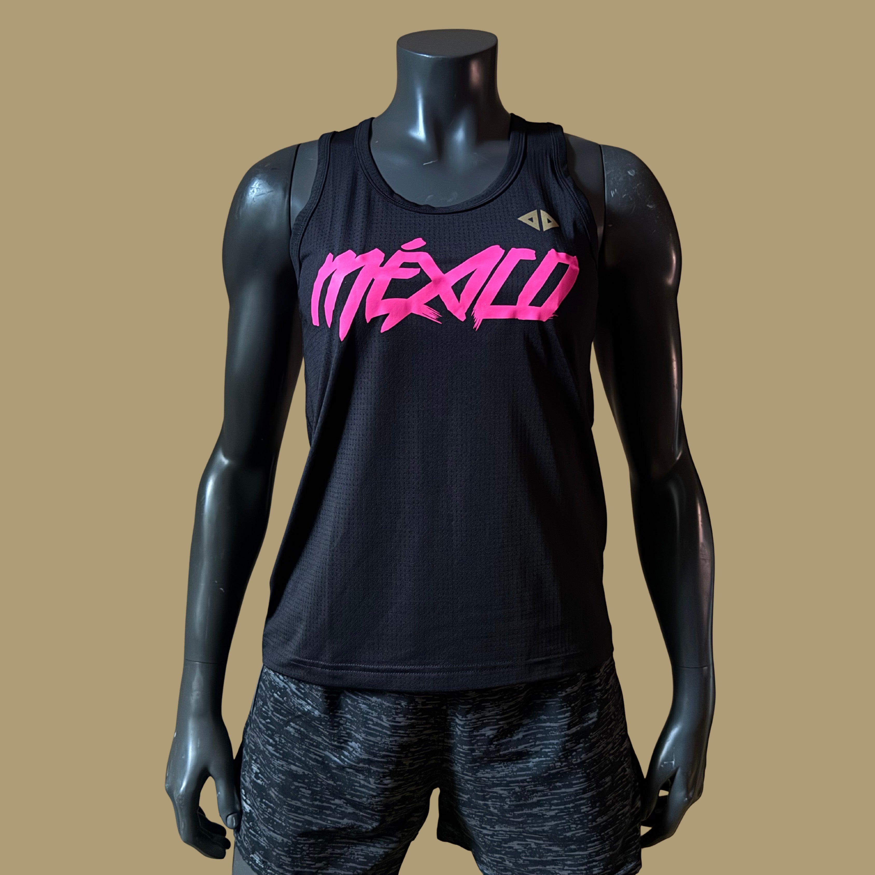 Camiseta México negro con rosa neón Dama
