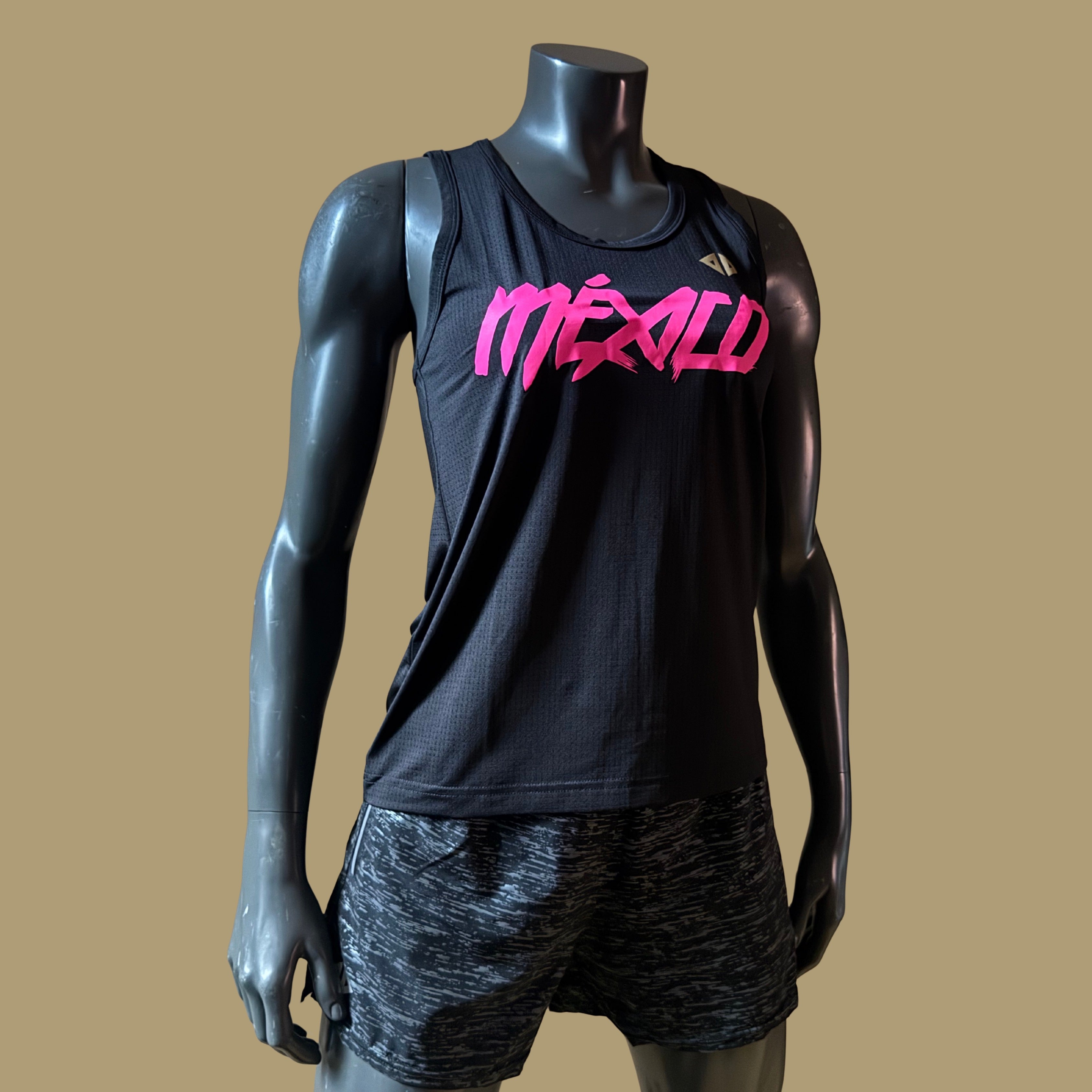 Camiseta México negro con rosa neón Dama