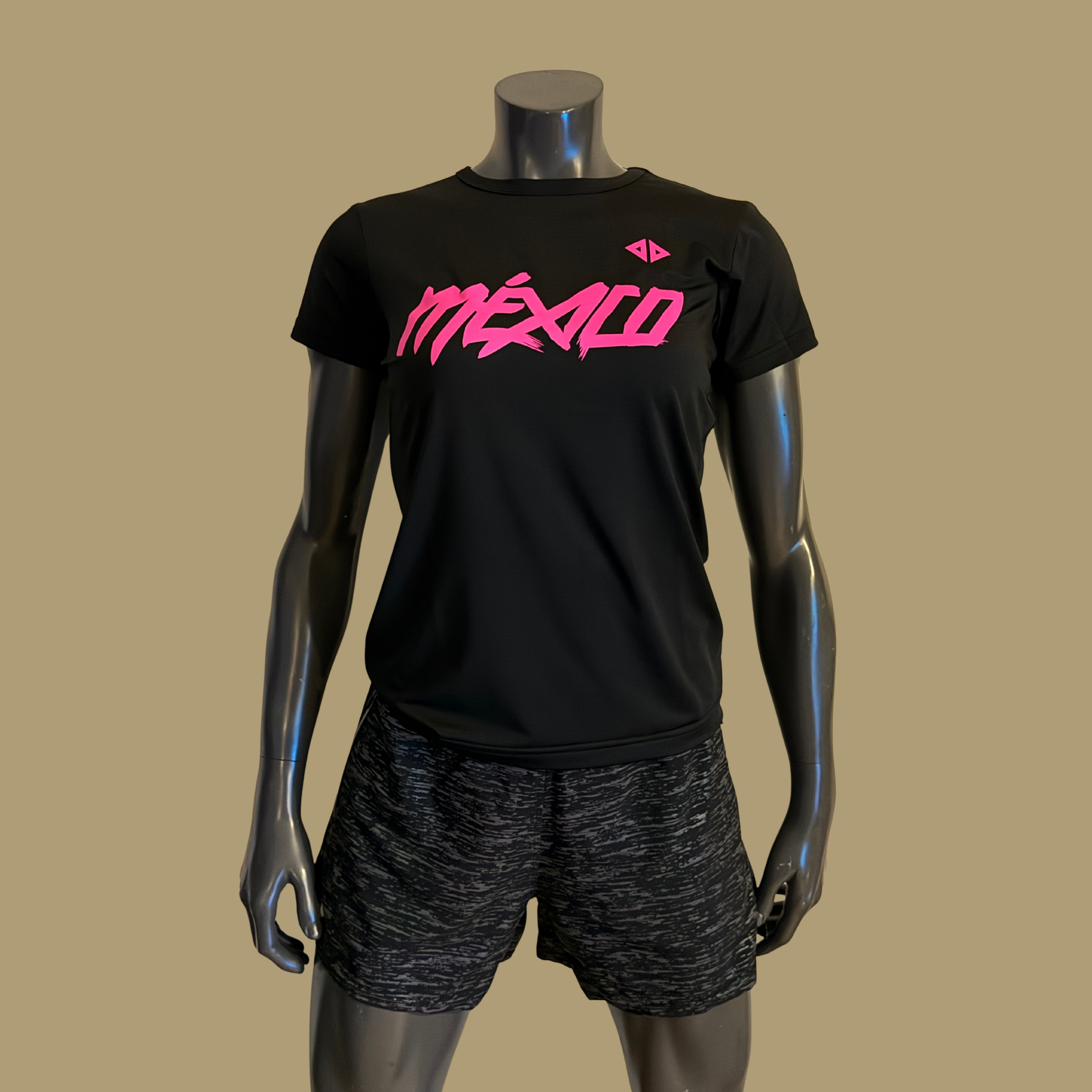 Playera México negro con rosa neón Dama