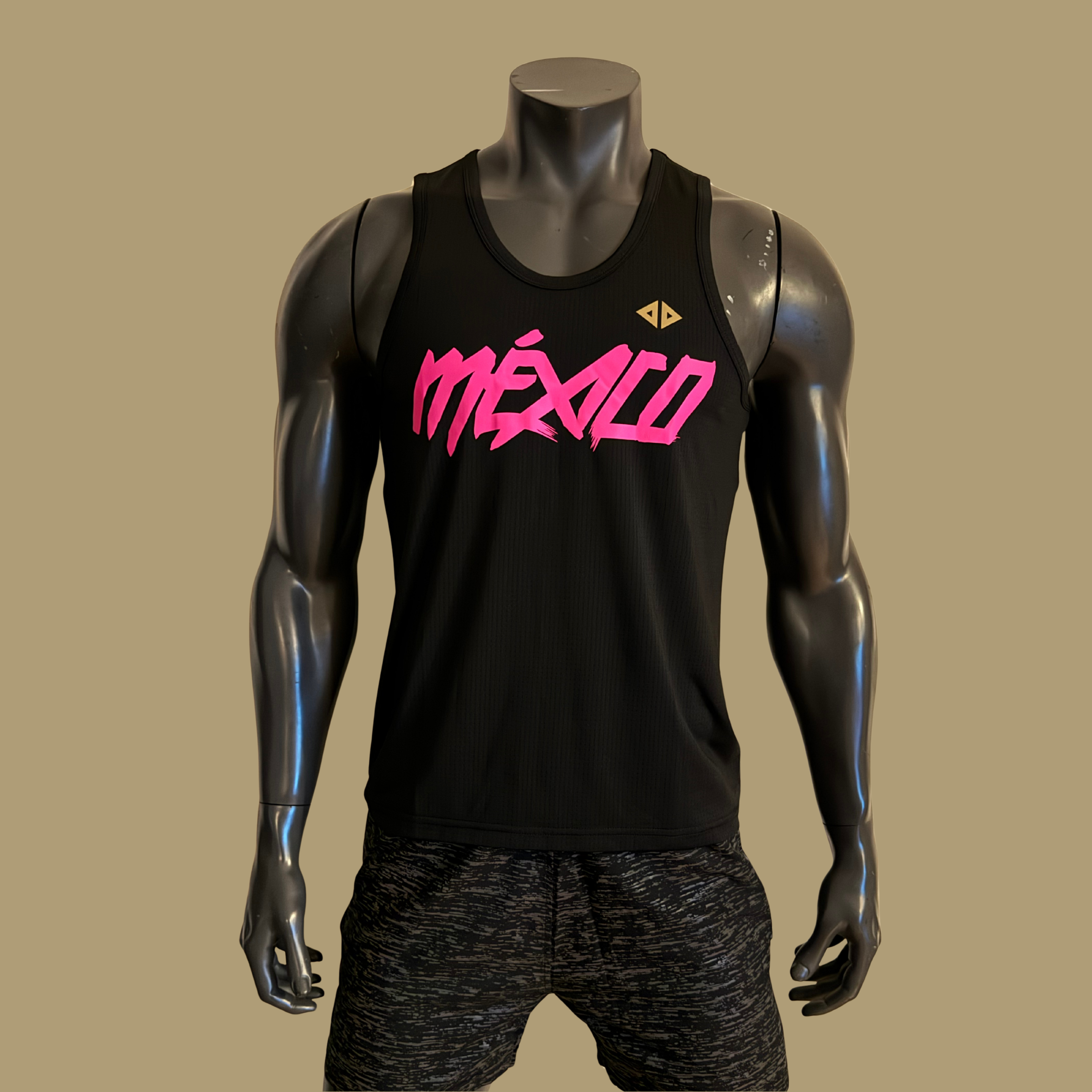 Camiseta México negro con rosa neón caballero