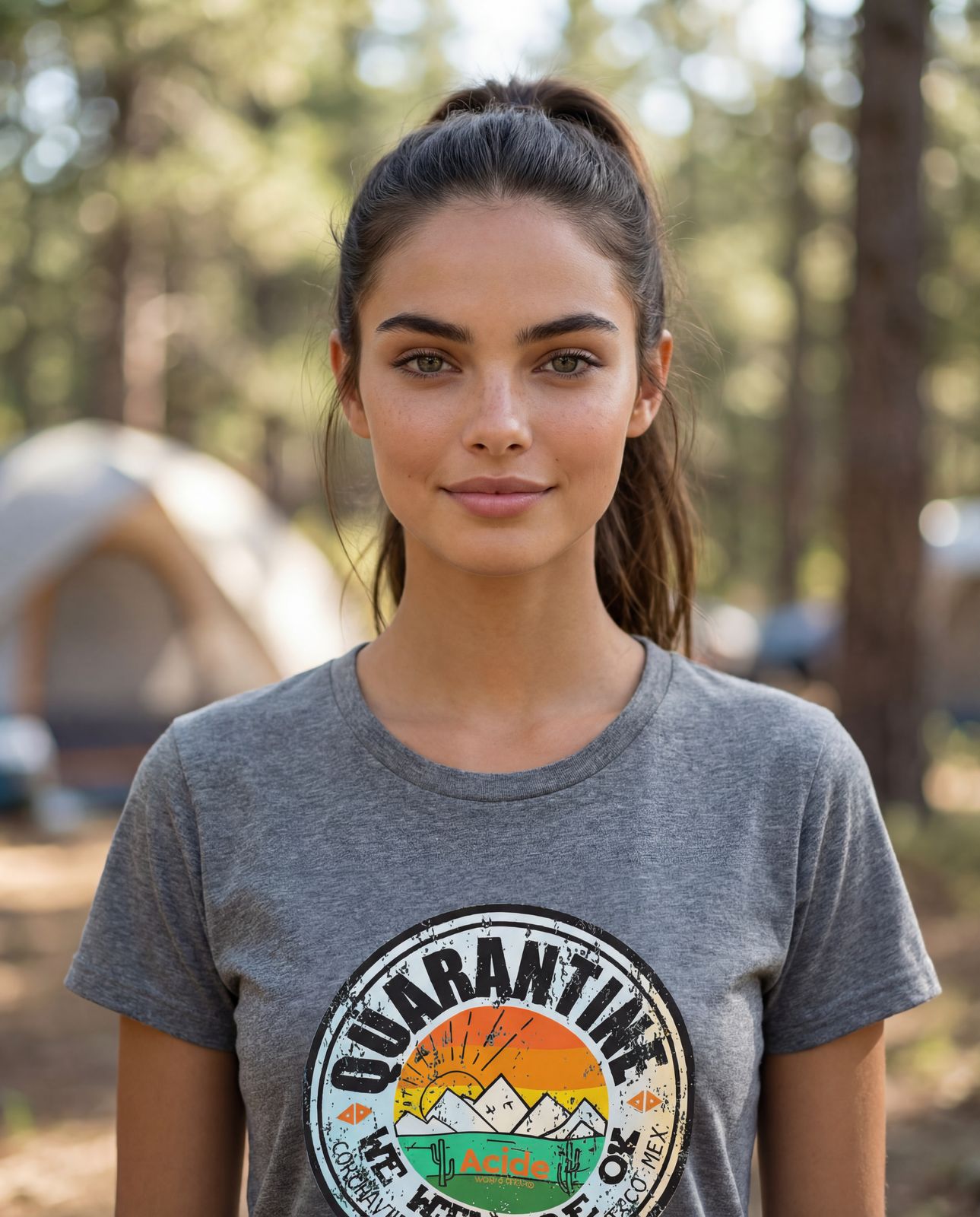 Playera Edición Cuarentena Gris Oxford Dama