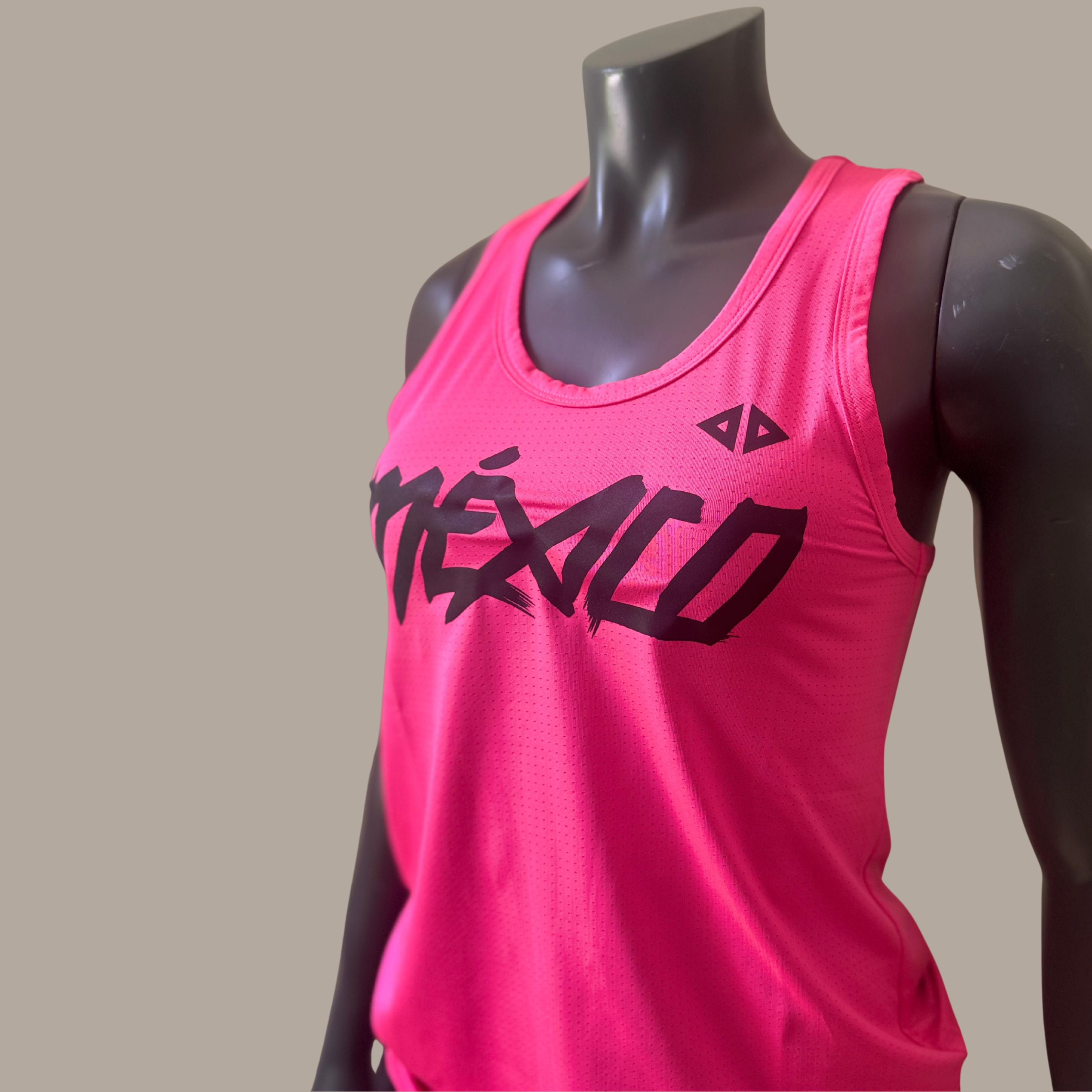 Camiseta México rosa neón Dama