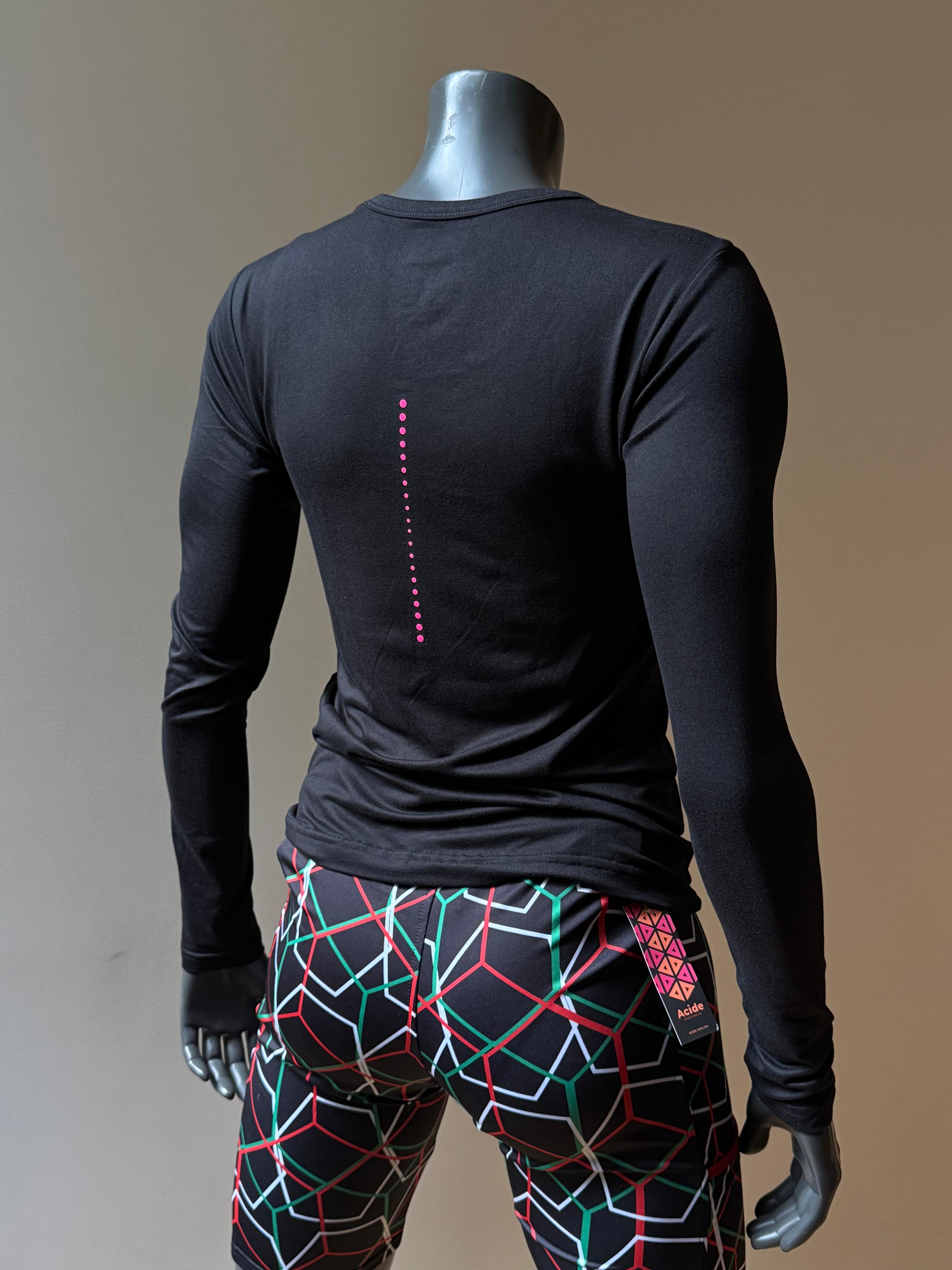 playera M/L México Negro con rosa neón dama