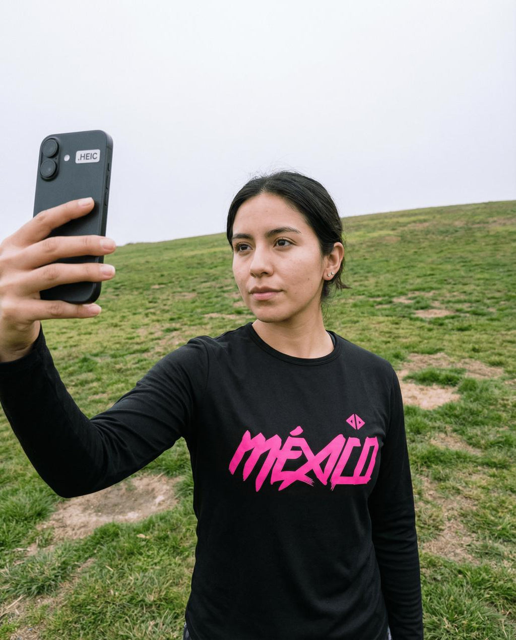 playera M/L México Negro con rosa neón dama