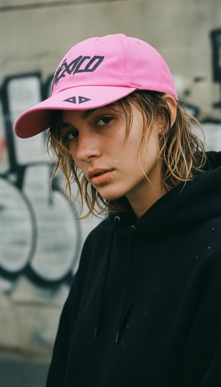 Gorra super dry Acide rosa con negro