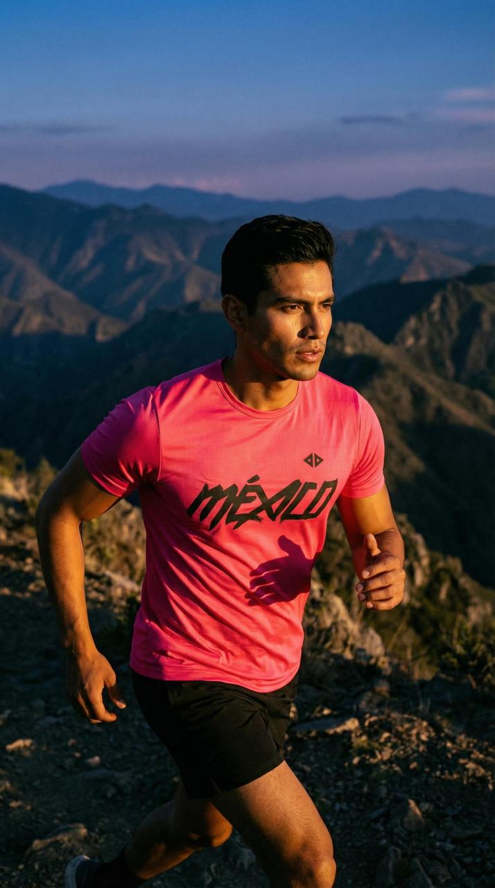 Playera México rosa neón caballero