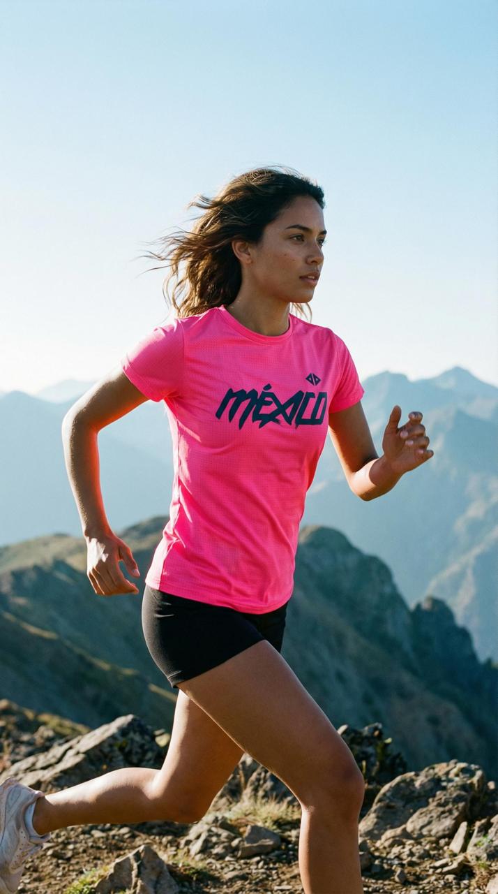 Playera México rosa neón Dama