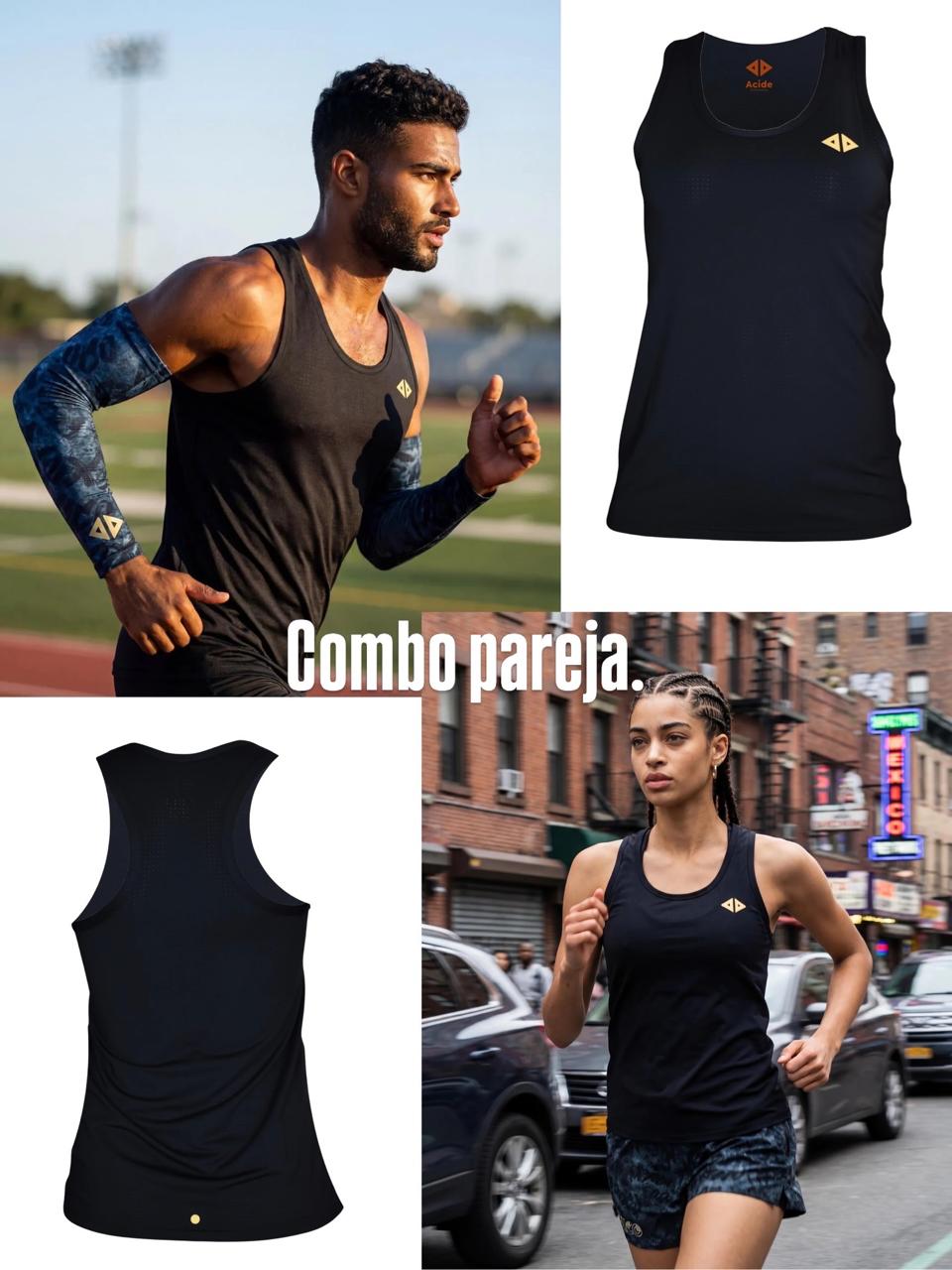 Combo pareja camiseta negra superdry dama y caballero