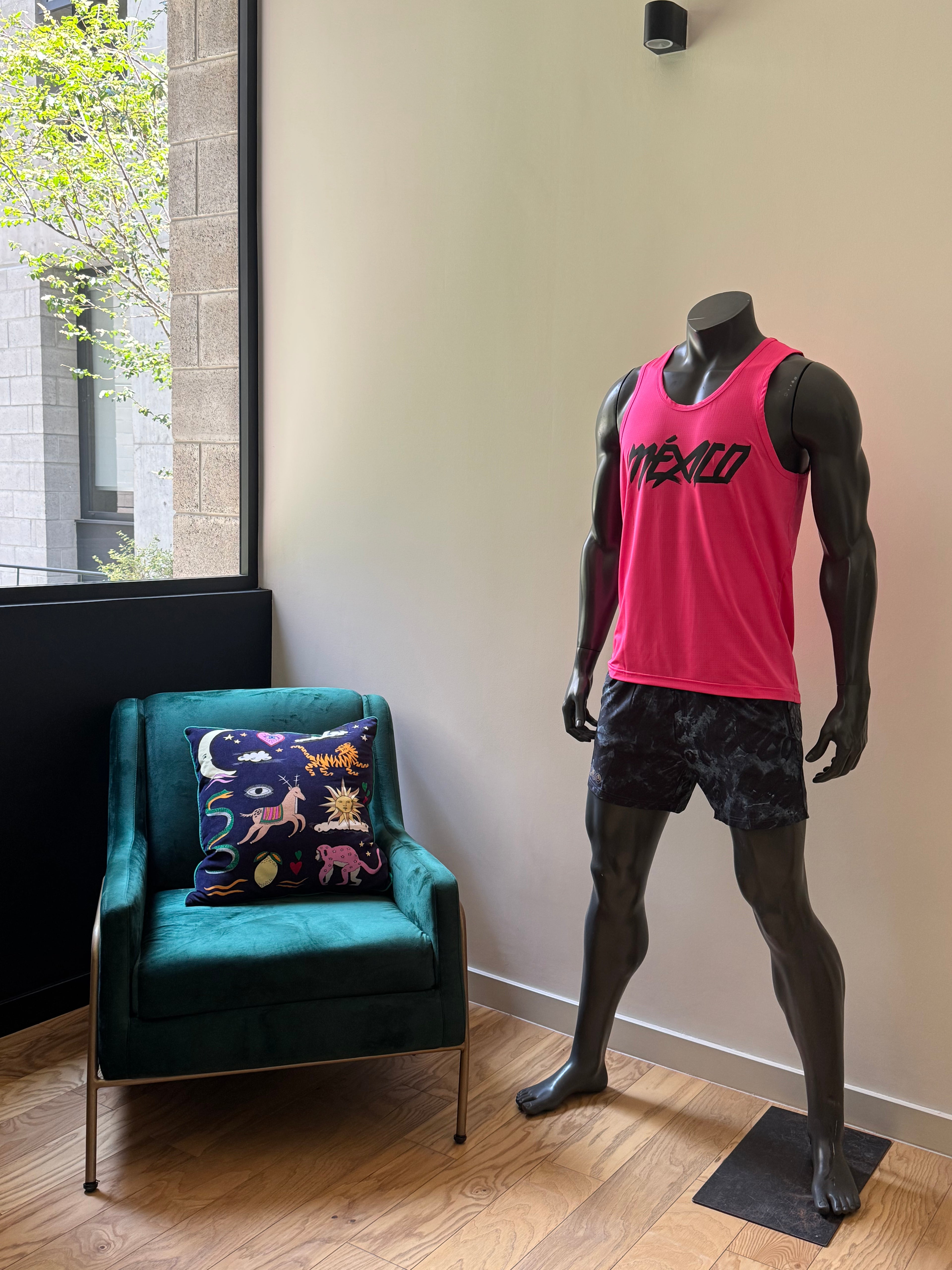 Camiseta México rosa neón caballero