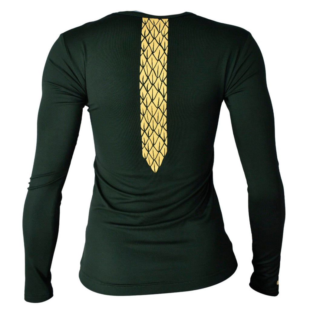 Playera México Quetzalcóatl dama manga larga verde militar
