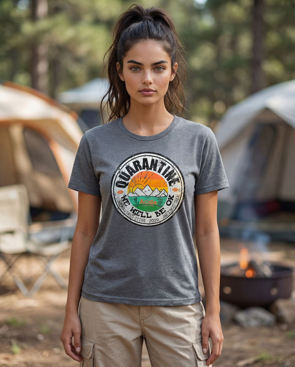 Playera Edición Cuarentena Gris Oxford Dama