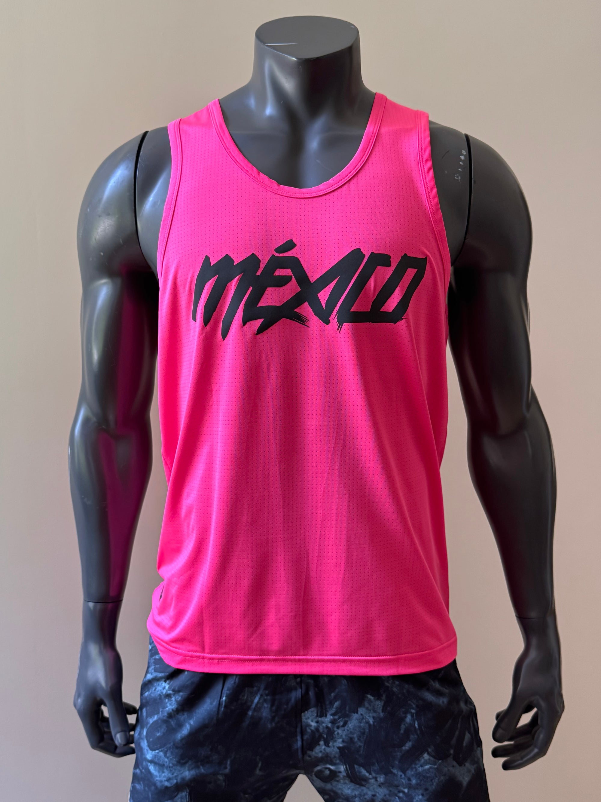 Camiseta México rosa neón caballero