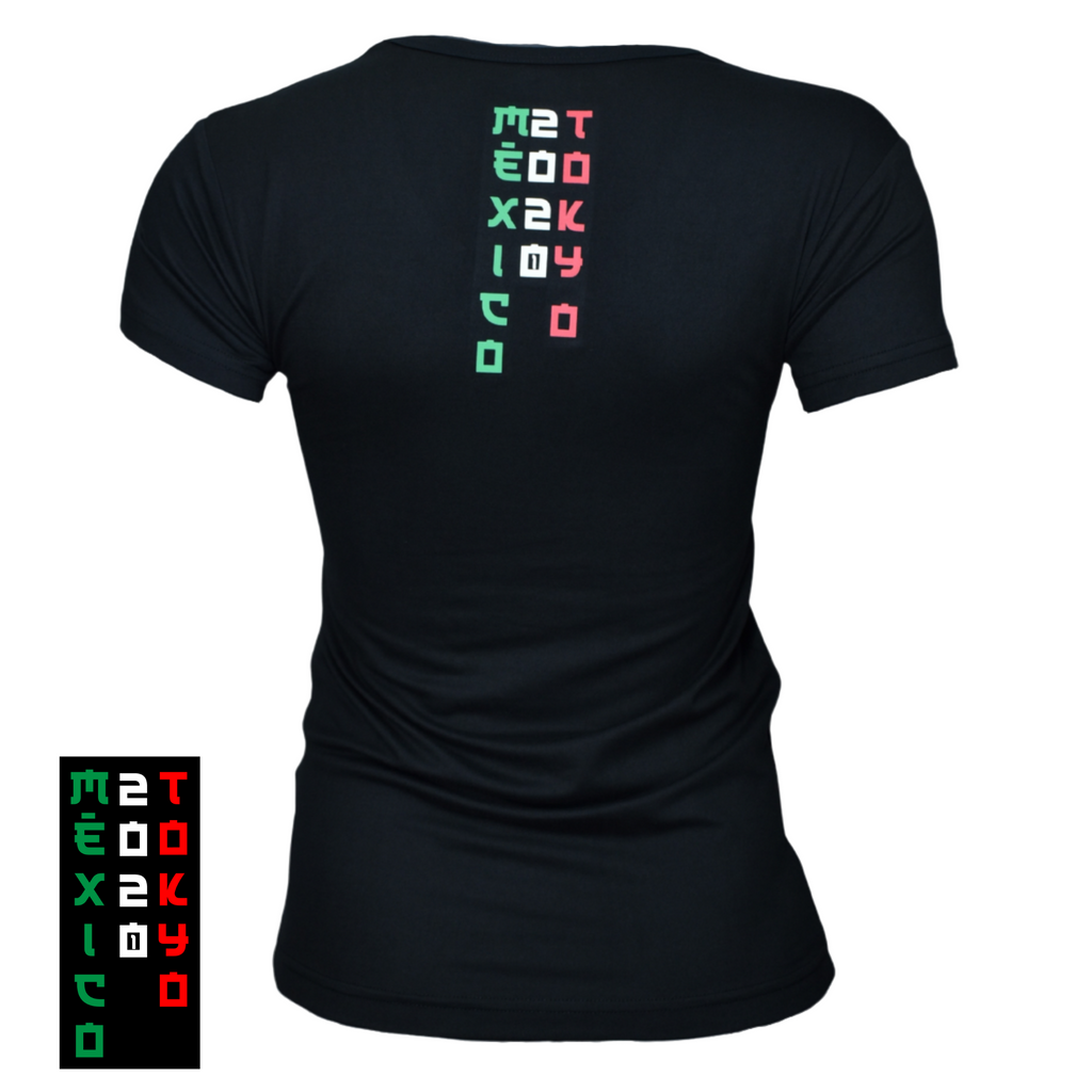 Playera Manga Corta México Tokyo Negro Dama