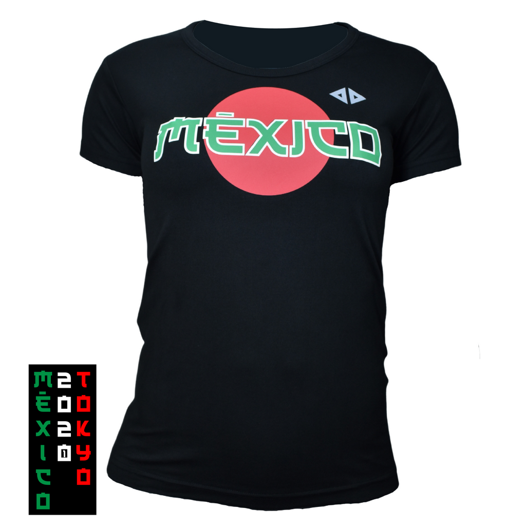 Playera Manga Corta México Tokyo Negro Dama