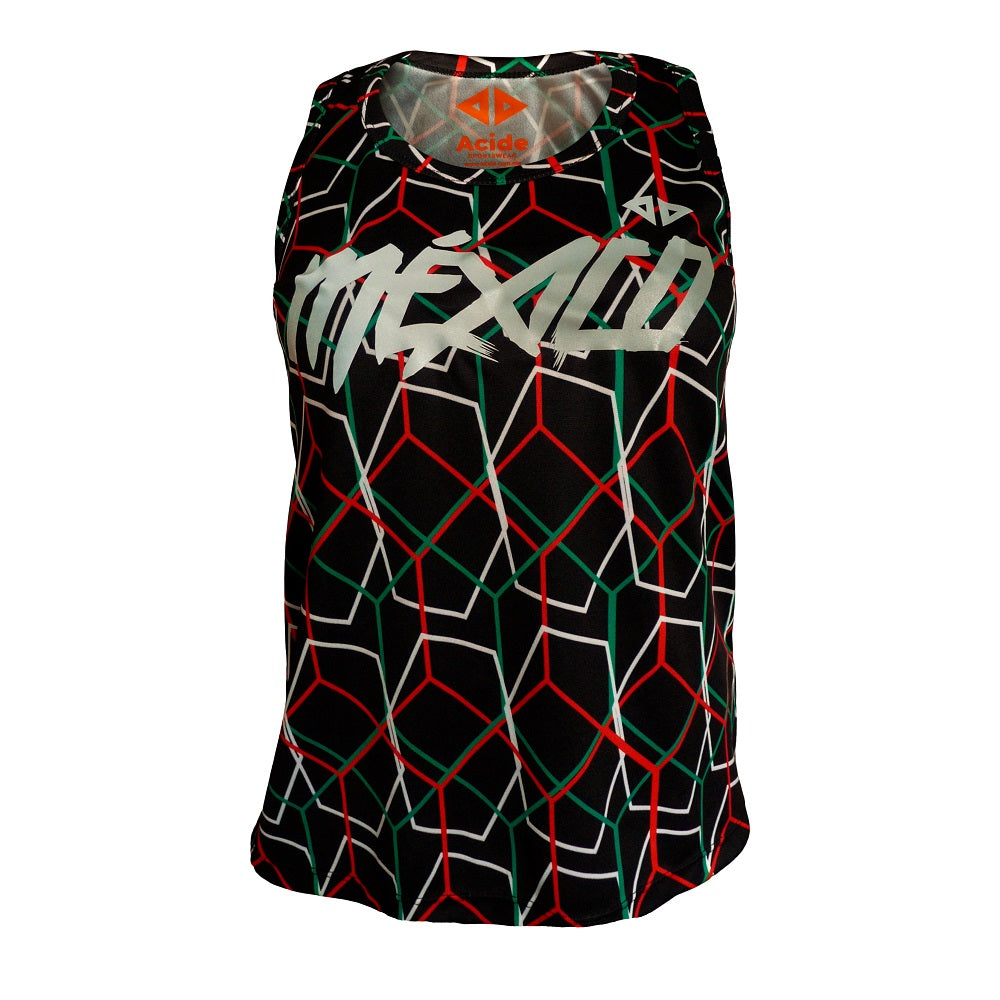 Camiseta Tricolor México Negro Dama