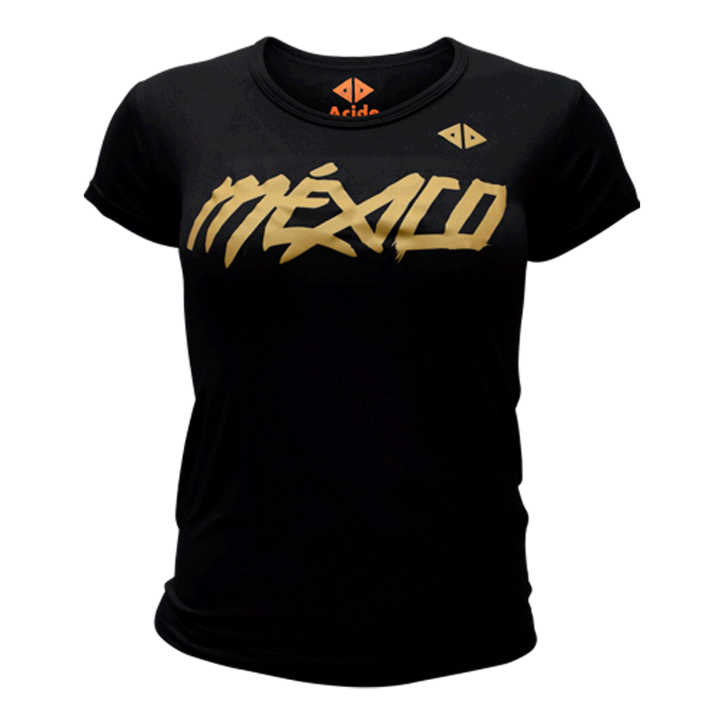 Playera Manga Corta México Quetzalcoatl Negro Dama