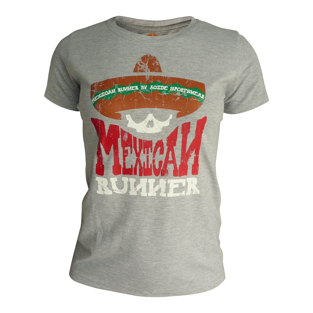 playera "Mexican Runner" Calavera Gris Dama