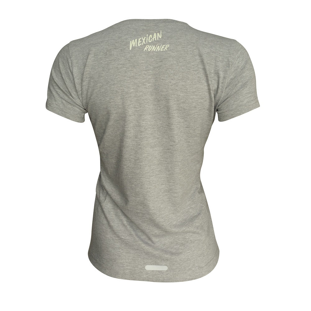 playera "Mexican Runner" Calavera Gris Dama