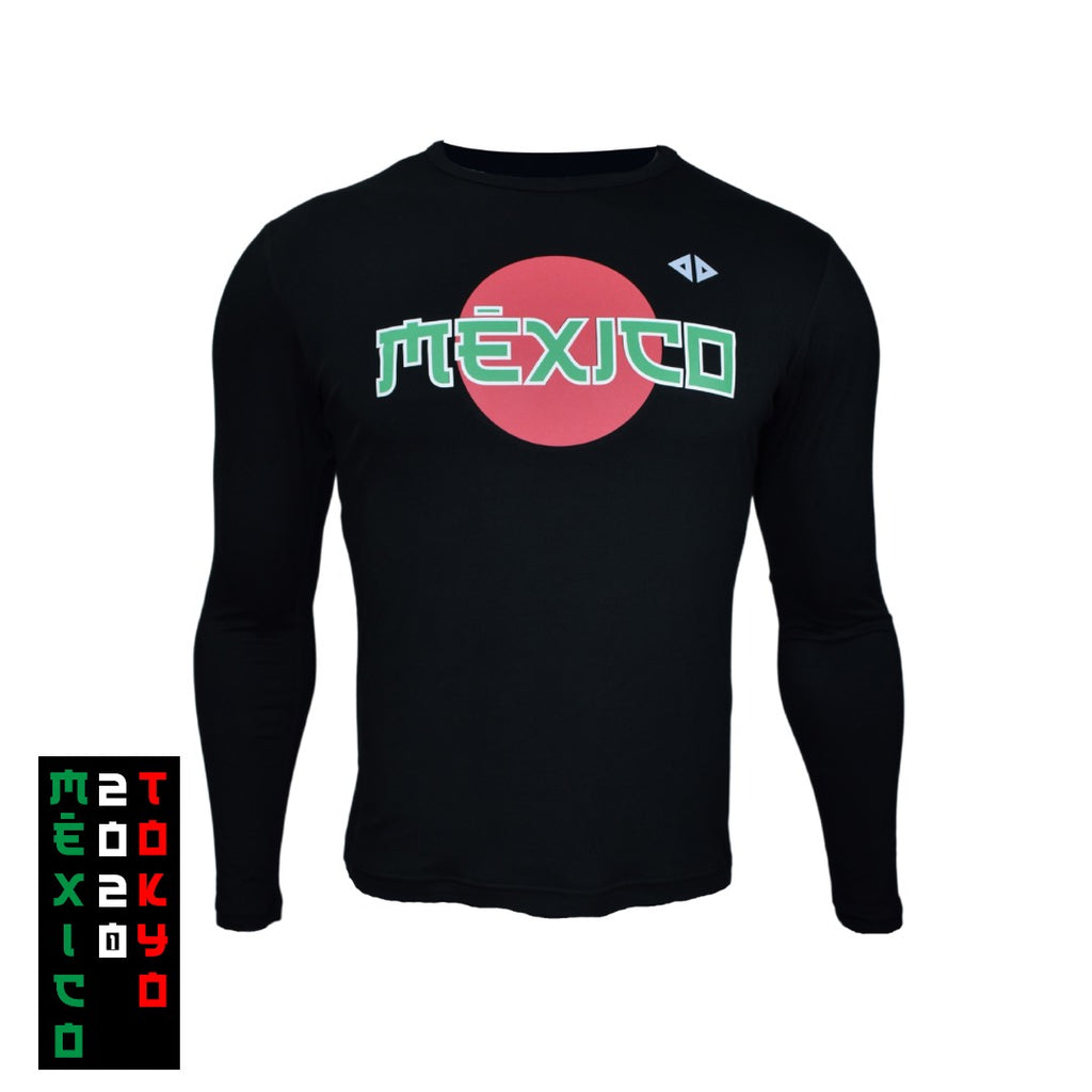 Playera Manga Larga México Tokyo Negro caballero
