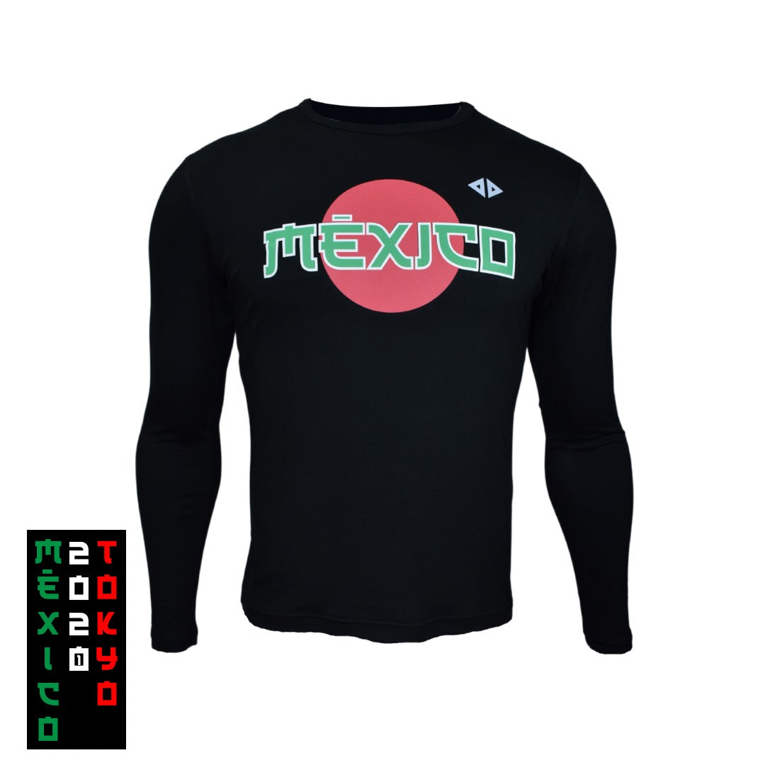 Playera Manga Larga México Tokyo Negro caballero