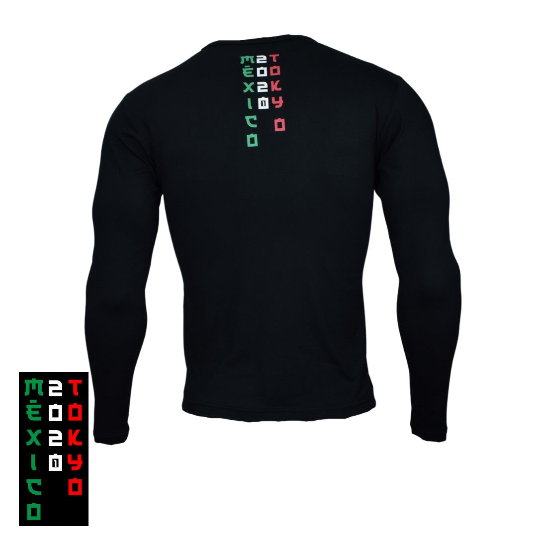 Playera Manga Larga México Tokyo Negro caballero